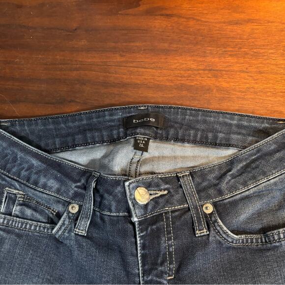 Bebe Made in USA Bootcut Flare Denim Jeans Y2K Dark Blue Size 26 - Picture 6 of 9